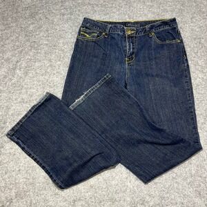 Baccini Womens Size 10 Dark Wash Bootcut Jeans‎ Gold Metallic Accents